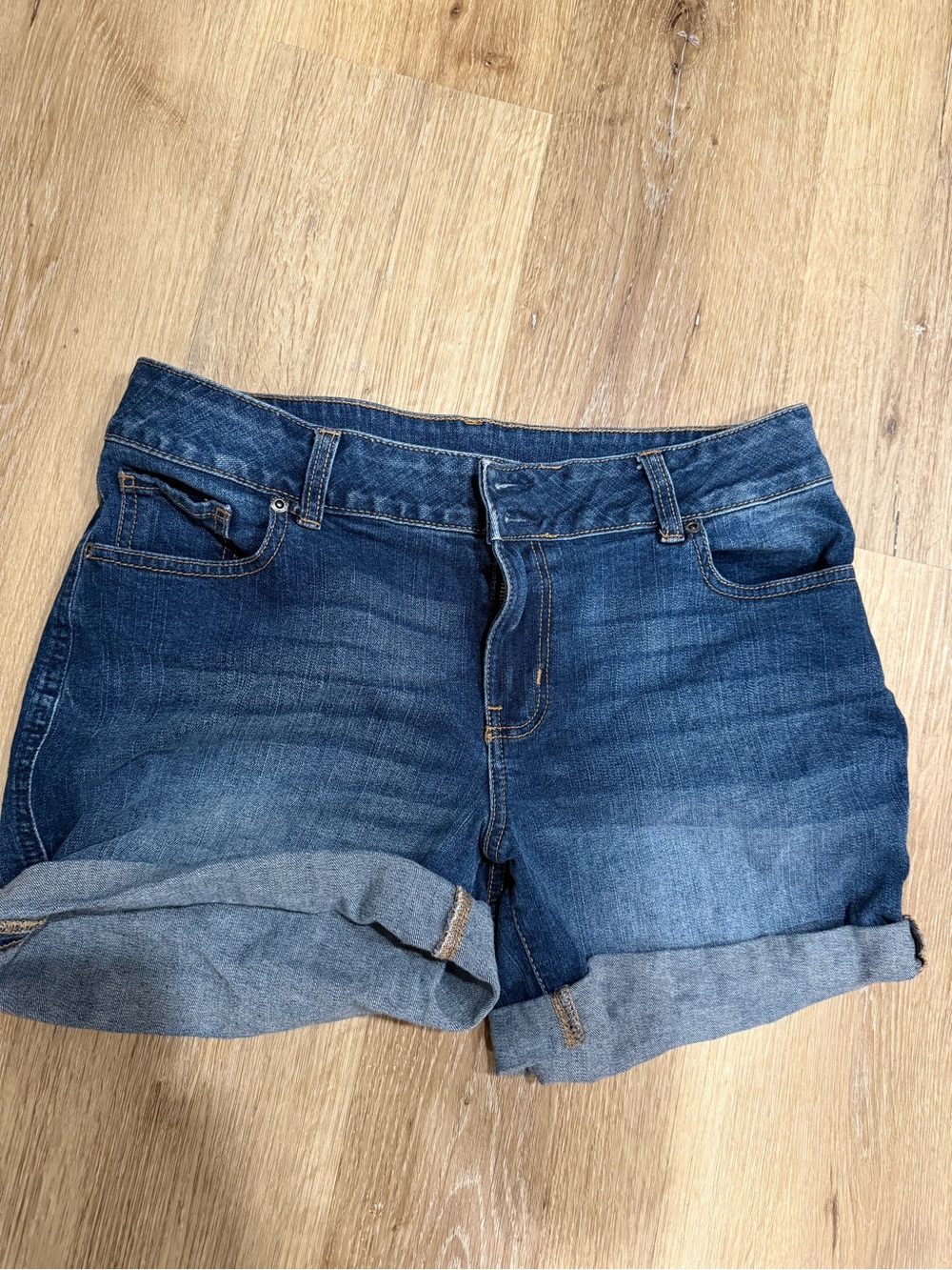 Maurices Dark Blue Rolled Cuff Denim Shorts